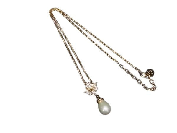 Christian Dior クリスチャンディオール ネックレス パールネックレス - ゴールド系 メタル フェイクパール ラインストーン レディース ペンダント ヴィンテージ 美品