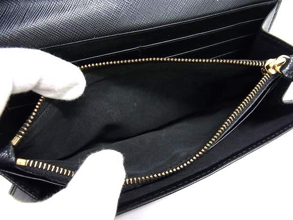 Salvatore Ferragamo フェラガモ 長財布 ヴァラ・リボン フラップウォレット 22 C127 ブラック系 レザー レディース ゴールド金具