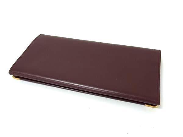 Cartier カルティエ 財布 マストライン 二つ折り 長財布 L3000117 ボルドー系 レザー メンズ ゴールド金具 超美品