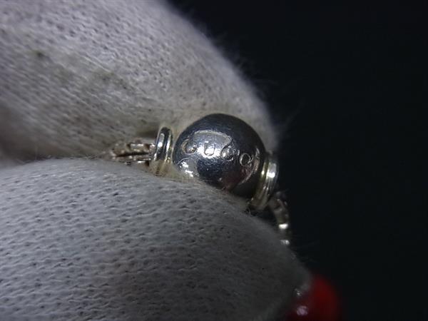 GUCCI グッチ ブレスレット インターロッキングG ハート ブレスレット 286673 レッド系 シルバー ウッド Ag925 ユニセックス 美品