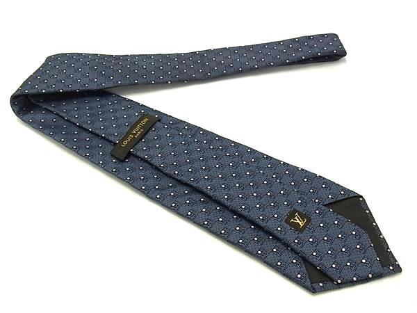 LOUIS VUITTON ルイヴィトン ネクタイ ネクタイ - ネイビー系×ピンク系 シルク100% メンズ ドット柄 水玉 新品未使用展示品