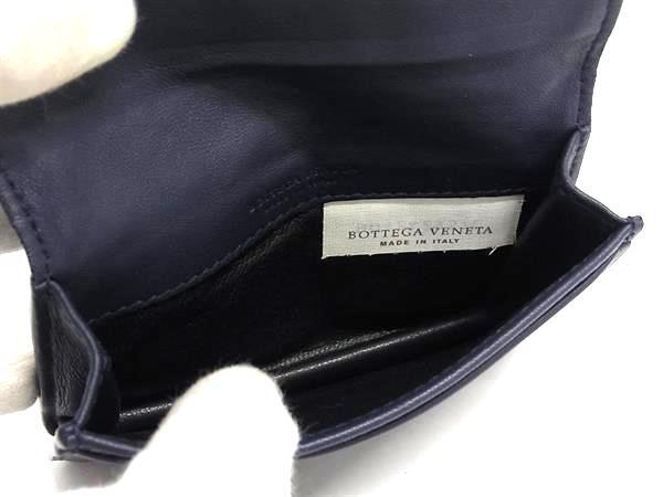BOTTEGA VENETA ボッテガヴェネタ 名刺入れ イントレチャート カードケース 174646 ネイビー系 レザー ユニセックス 美品