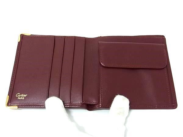 Cartier カルティエ 財布 マスト ドゥ カルティエ 二つ折り財布 L3000165 ボルドー系 レザー ユニセックス ゴールド金具