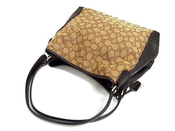 COACH コーチ トートバッグ シグネチャー イーディ ハンドバッグ 36466 ブラウン系 キャンバス×レザー レディース 超美品