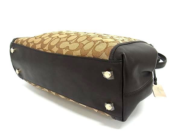 COACH コーチ トートバッグ シグネチャー イーディ ハンドバッグ 36466 ブラウン系 キャンバス×レザー レディース 超美品