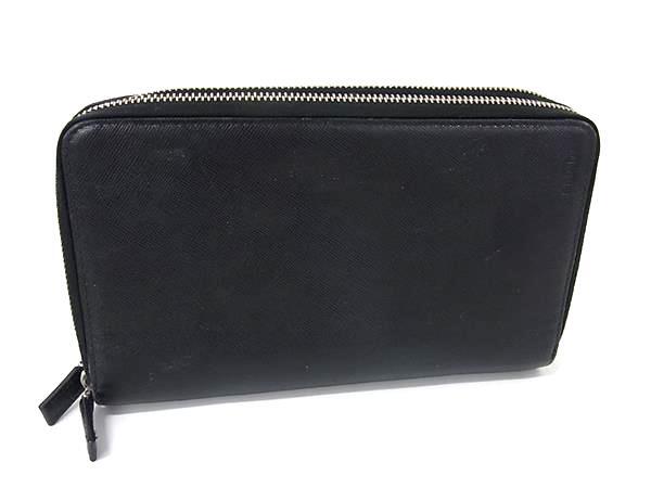 PRADA プラダ 長財布 ダブルジップ オーガナイザー - ブラック サフィアーノレザー メンズ ダブルジップ