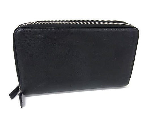 PRADA プラダ 長財布 ダブルジップ オーガナイザー - ブラック サフィアーノレザー メンズ ダブルジップ