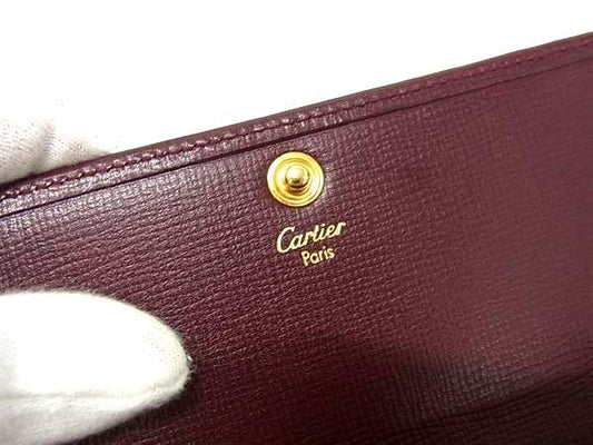 Cartier カルティエ 長財布 マストライン 三つ折り財布 ボルドー系 レザー ユニセックス ゴールド金具 超美品