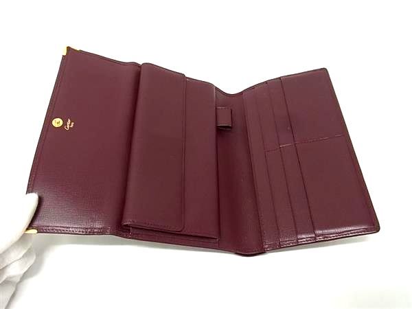 Cartier カルティエ 長財布 マストライン 三つ折り財布 ボルドー系 レザー ユニセックス ゴールド金具 超美品