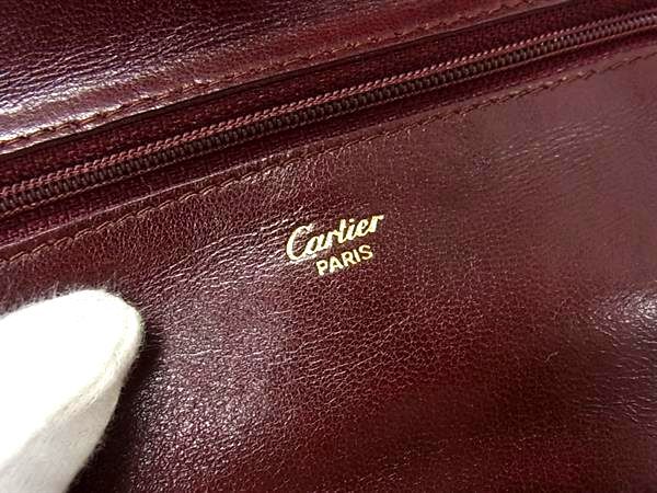 Cartier カルティエ クラッチバッグ マストライン トラベル ジュエリーケース ボルドー系 レザー レディース 長財布 ジュエリーロール ゴールド金具 美品
