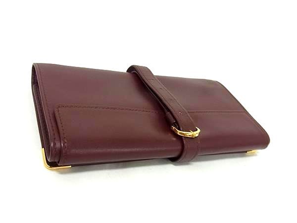 Cartier カルティエ クラッチバッグ マストライン トラベル ジュエリーケース ボルドー系 レザー レディース 長財布 ジュエリーロール ゴールド金具 美品