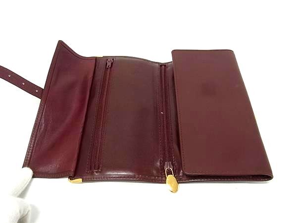 Cartier カルティエ クラッチバッグ マストライン トラベル ジュエリーケース ボルドー系 レザー レディース 長財布 ジュエリーロール ゴールド金具 美品