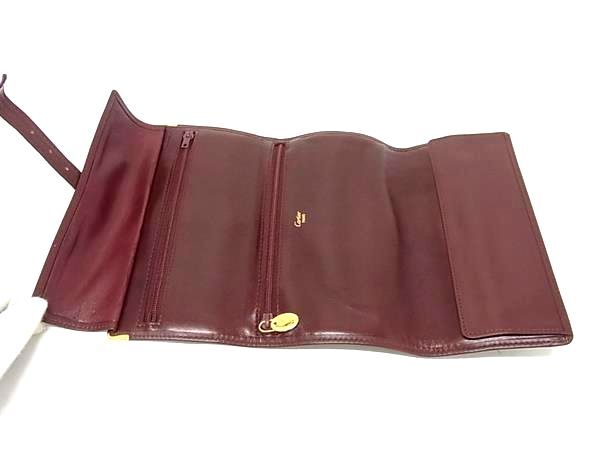 Cartier カルティエ クラッチバッグ マストライン トラベル ジュエリーケース ボルドー系 レザー レディース 長財布 ジュエリーロール ゴールド金具 美品