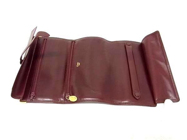 Cartier カルティエ クラッチバッグ マストライン トラベル ジュエリーケース ボルドー系 レザー レディース 長財布 ジュエリーロール ゴールド金具 美品