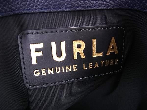 FURLA フルラ トートバッグ 1927 L TOTE 36 WB01099 ネイビー系 レザー レディース ショルダーバッグ ゴールド金具 美品
