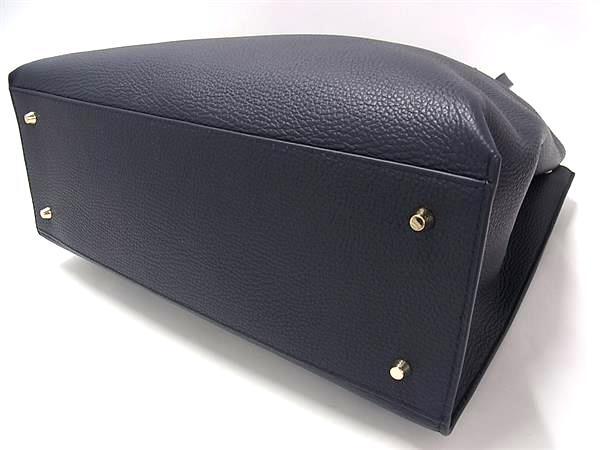 FURLA フルラ トートバッグ 1927 L TOTE 36 WB01099 ネイビー系 レザー レディース ショルダーバッグ ゴールド金具 美品