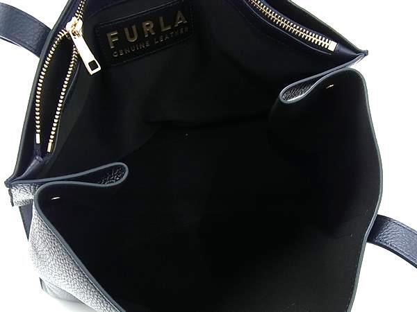 FURLA フルラ トートバッグ 1927 L TOTE 36 WB01099 ネイビー系 レザー レディース ショルダーバッグ ゴールド金具 美品
