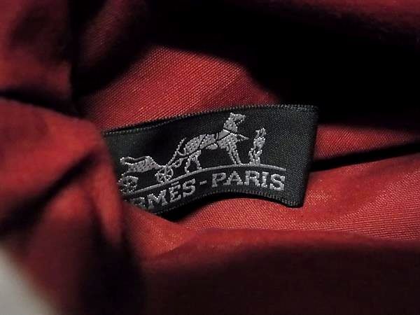 HERMES エルメス ポーチ ボリードポーチ16 ボルドー系 コットン×レザー レディース ミニミニ 美品