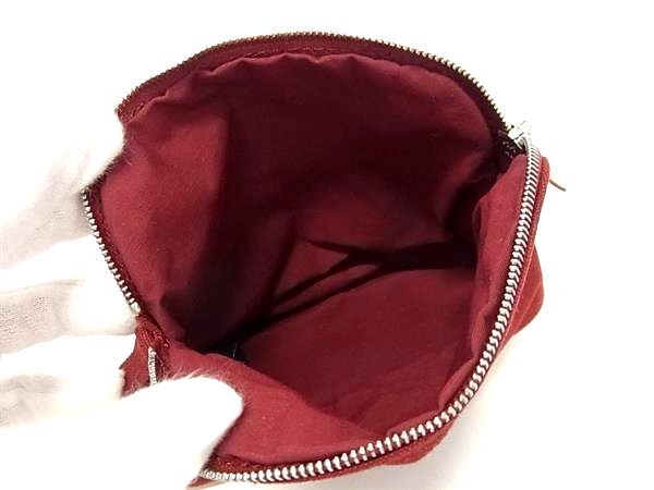 HERMES エルメス ポーチ ボリードポーチ16 ボルドー系 コットン×レザー レディース ミニミニ 美品