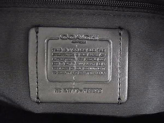 COACH コーチ トートバッグ シグネチャー シティ ジップ トップ トート F58292 ブラック系 PVC×レザー レディース ショルダーバッグ シルバー金具 美品