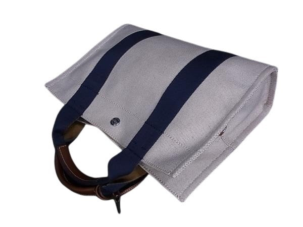 TORY BURCH トリーバーチ ハンドバッグ トリー ツイル スモール トート 135043 ナチュラル×ネイビー系 キャンバス レディース 2WAY ショルダーバッグ ゴールド金具 美品