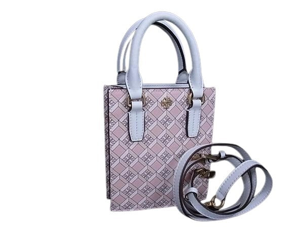 TORY BURCH トリーバーチ ハンドバッグ エマーソン ミニショッパートート GEO 10009171 ピンク系×ホワイト系 PVC×レザー レディース 2WAY ショルダーバッグ 超美品