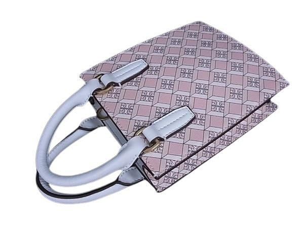 TORY BURCH トリーバーチ ハンドバッグ エマーソン ミニショッパートート GEO 10009171 ピンク系×ホワイト系 PVC×レザー レディース 2WAY ショルダーバッグ 超美品