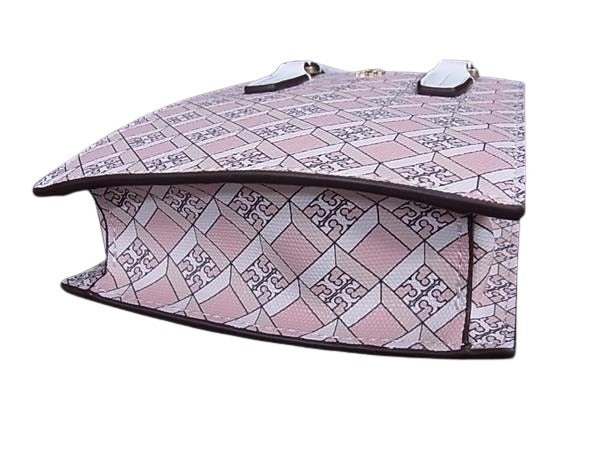 TORY BURCH トリーバーチ ハンドバッグ エマーソン ミニショッパートート GEO 10009171 ピンク系×ホワイト系 PVC×レザー レディース 2WAY ショルダーバッグ 超美品