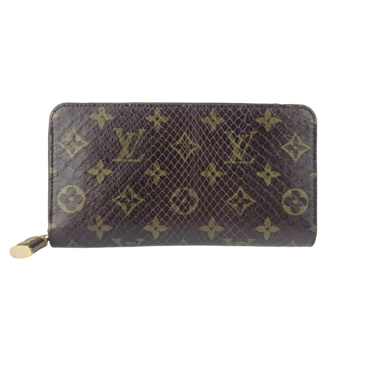 LOUIS VUITTON ルイヴィトン 長財布 モノグラム ジッピーウォレット N80148 ブラウン パイソン ユニセックス ラウンドファスナー エキゾチックレザー ゴールド金具 超美品