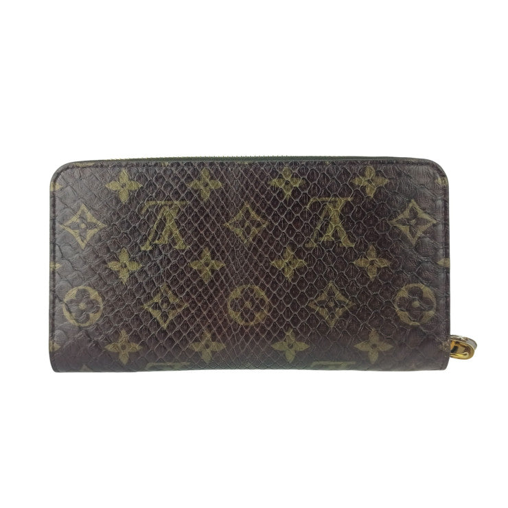 LOUIS VUITTON ルイヴィトン 長財布 モノグラム ジッピーウォレット N80148 ブラウン パイソン ユニセックス ラウンドファスナー エキゾチックレザー ゴールド金具 超美品