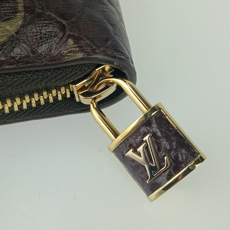 LOUIS VUITTON ルイヴィトン 長財布 モノグラム ジッピーウォレット N80148 ブラウン パイソン ユニセックス ラウンドファスナー エキゾチックレザー ゴールド金具 超美品