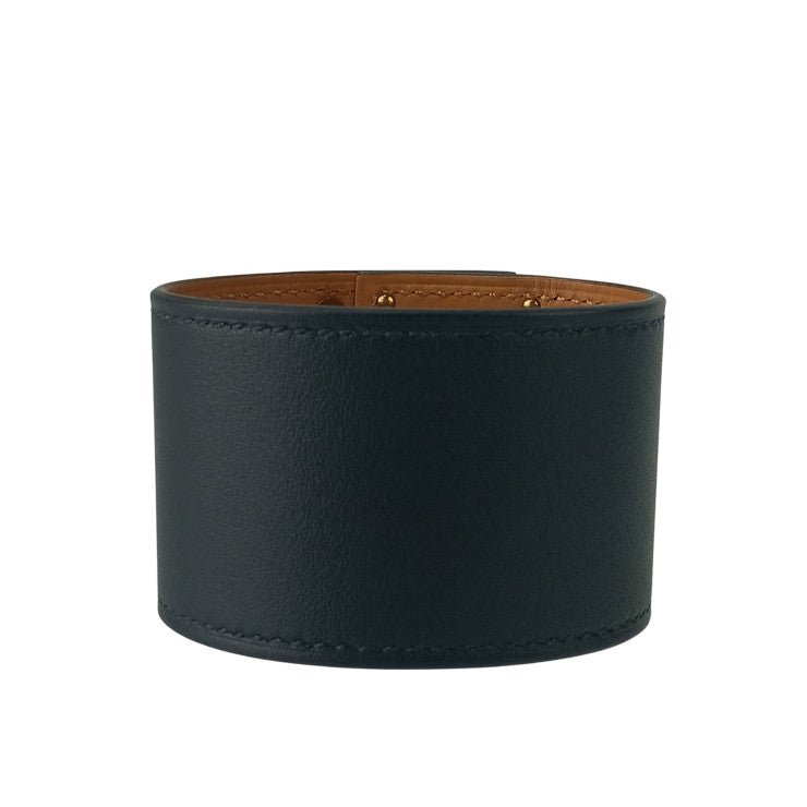 HERMES エルメス ブレスレット アス・ドゥ・クール ブラック レザー レディース ピンクゴールド金具 美品