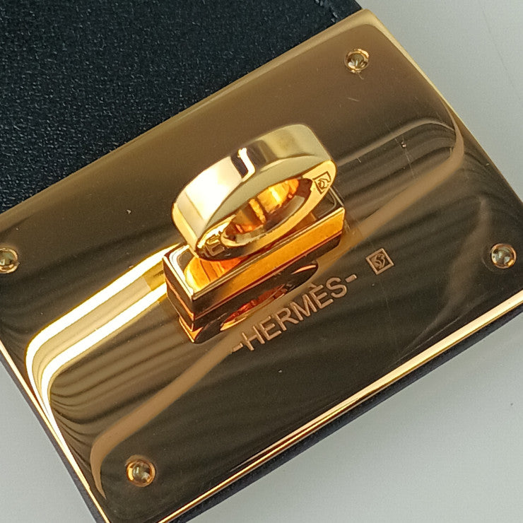 HERMES エルメス ブレスレット アス・ドゥ・クール ブラック レザー レディース ピンクゴールド金具 美品