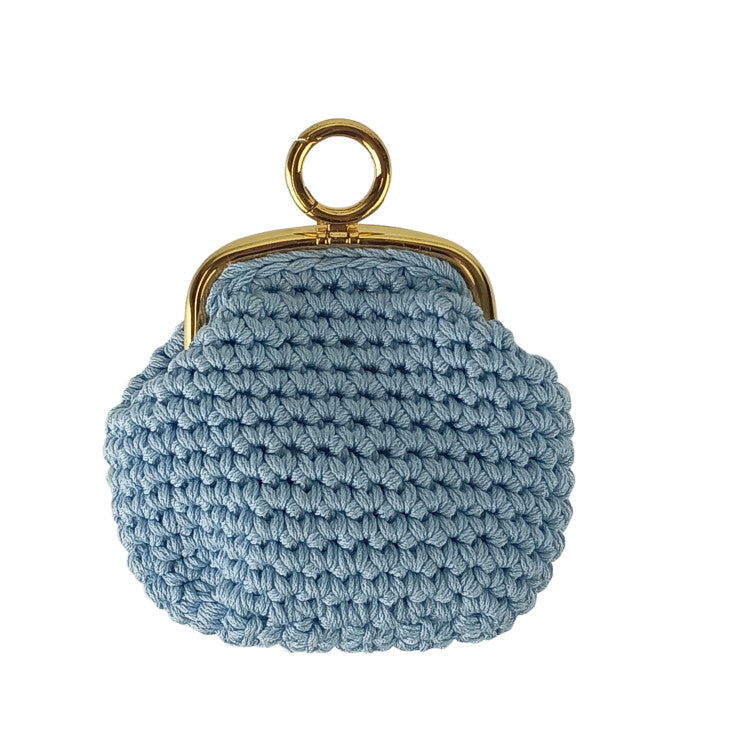 FENDI フェンディ コインケース コットンコインケース 8M0454 ブルー コットン レディース がま口 ゴールド金具 美品