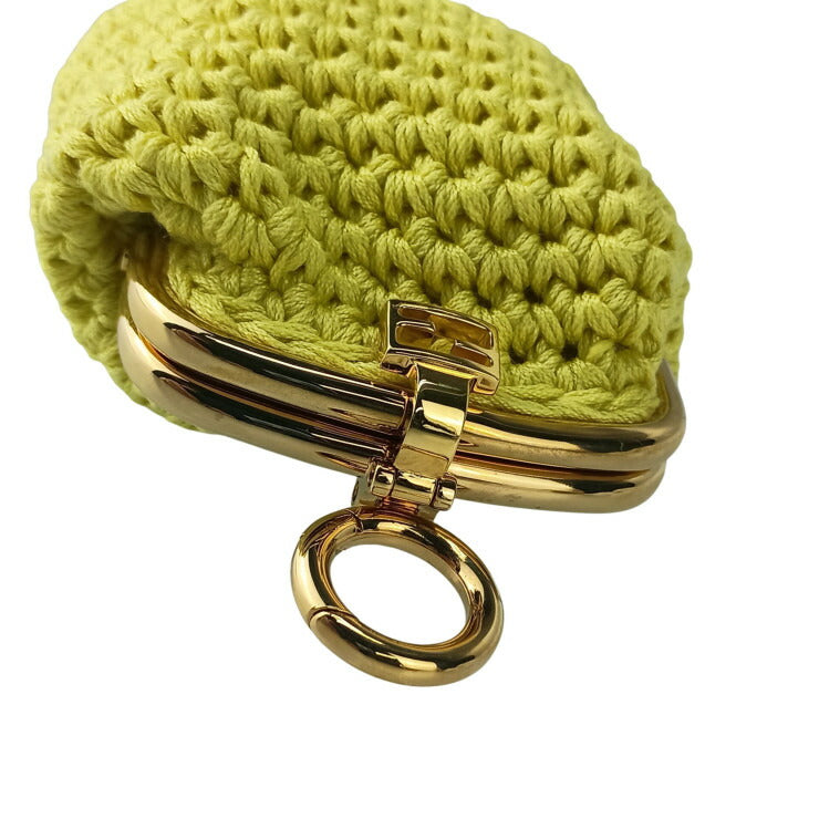 FENDI フェンディ コインケース コットンコインケース 8M0454 イエロー コットン レディース がま口 ゴールド金具 美品