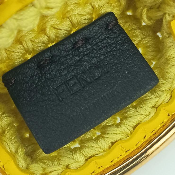 FENDI フェンディ コインケース コットンコインケース 8M0454 イエロー コットン レディース がま口 ゴールド金具 美品