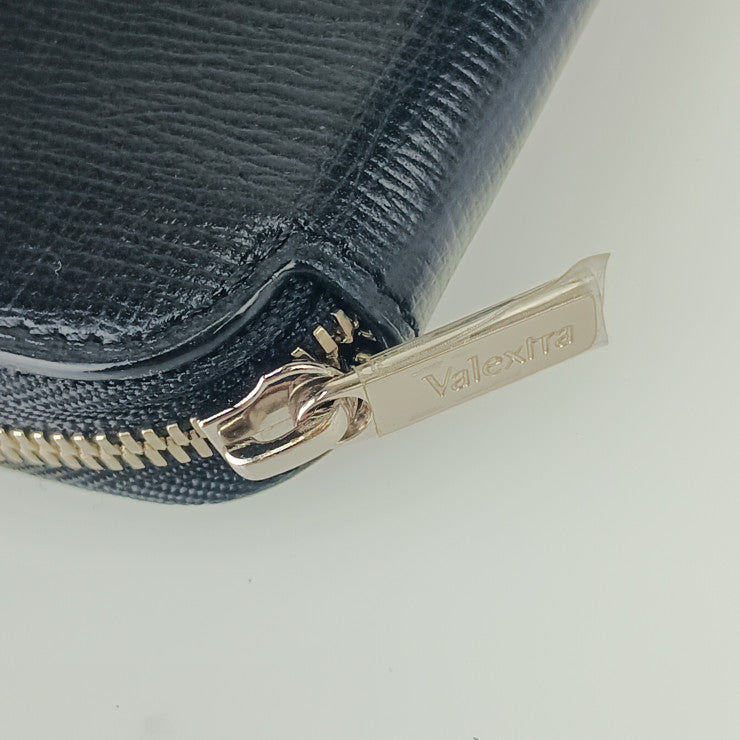 VALEXTRA ヴァレクストラ カードケース ジップアラウンドカードホルダー V8L34 ブラック グレインドカーフスキン ユニセックス ラウンドファスナー 札入れ シルバー金具 超美品