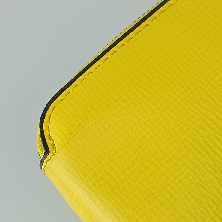 VALEXTRA ヴァレクストラ カードケース ジップアラウンドカードホルダー V8L34 イエロー グレインドカーフスキン ユニセックス ラウンドファスナー 札入れ シルバー金具 超美品