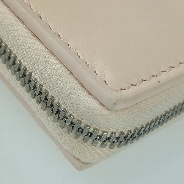 BOTTEGA VENETA ボッテガヴェネタ 長財布 マキシイントレチャート カセット ジップアラウンド ウォレット 690945VCQ72 ピーチ ペーパーカーフレザー レディース ラウンドファスナー シワ加工 シルバー金具 超美品