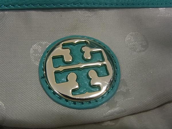 TORY BURCH トリーバーチ ハンドバッグ アマンダ ターコイズブルー系 レザー レディース 2WAY ショルダーバッグ ゴールド金具 美品