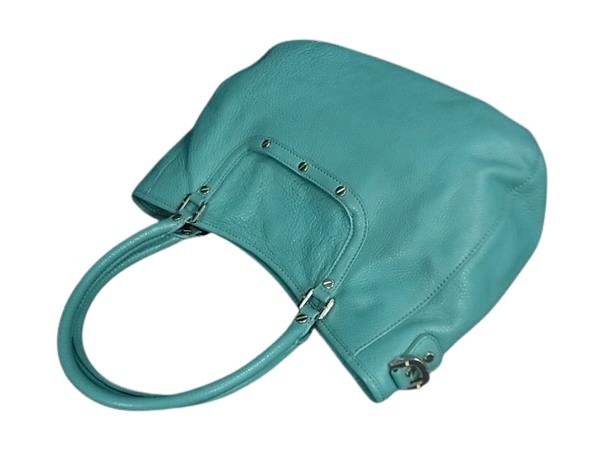 TORY BURCH トリーバーチ ハンドバッグ アマンダ ターコイズブルー系 レザー レディース 2WAY ショルダーバッグ ゴールド金具 美品