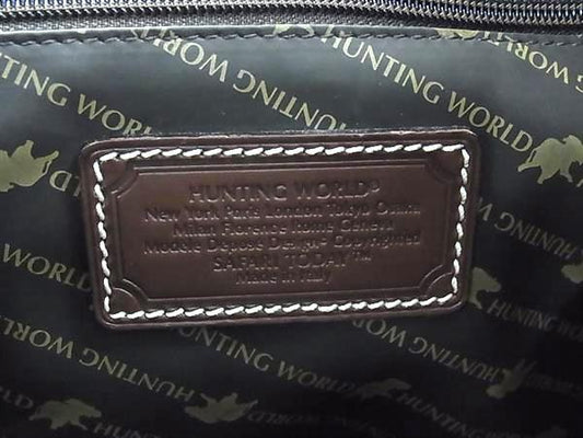 HUNTING WORLD ハンティングワールド トートバッグ サファリ トゥデイ カーキ系 ブラウン系 キャンバス レザー ユニセックス ゴールド金具 美品
