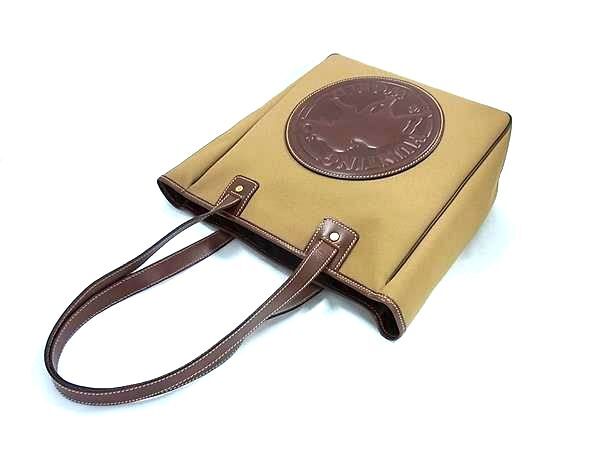 HUNTING WORLD ハンティングワールド トートバッグ サファリ トゥデイ カーキ系 ブラウン系 キャンバス レザー ユニセックス ゴールド金具 美品