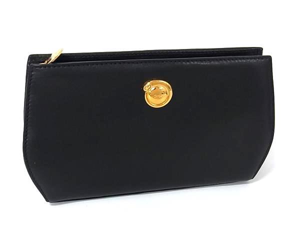 Cartier カルティエ ポーチ パンテール ブラック レザー レディース ゴールド金具 美品