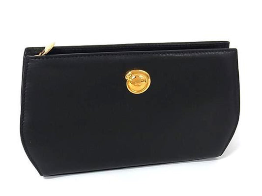 Cartier カルティエ ポーチ パンテール ブラック レザー レディース ゴールド金具 美品