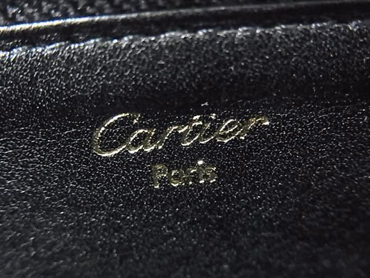 Cartier カルティエ ポーチ パンテール ブラック レザー レディース ゴールド金具 美品