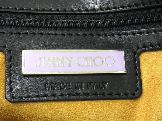 JIMMY CHOO ジミーチュウ ハンドバッグ ブラック レザー パイソン型押しレザー レディース ゴールド金具 美品