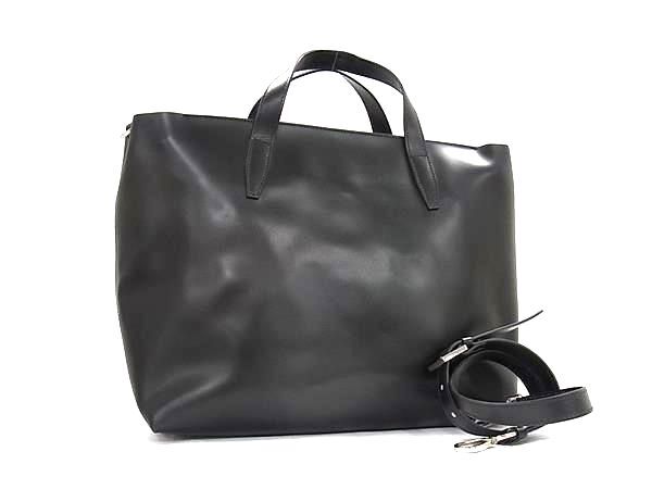 BARNEYS NEWYORK バーニーズ ニューヨーク ハンドバッグ 2WAY トートバッグ ブラック レザー ユニセックス シルバー金具 美品