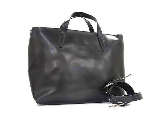 BARNEYS NEWYORK バーニーズ ニューヨーク ハンドバッグ 2WAY トートバッグ ブラック レザー ユニセックス シルバー金具 美品