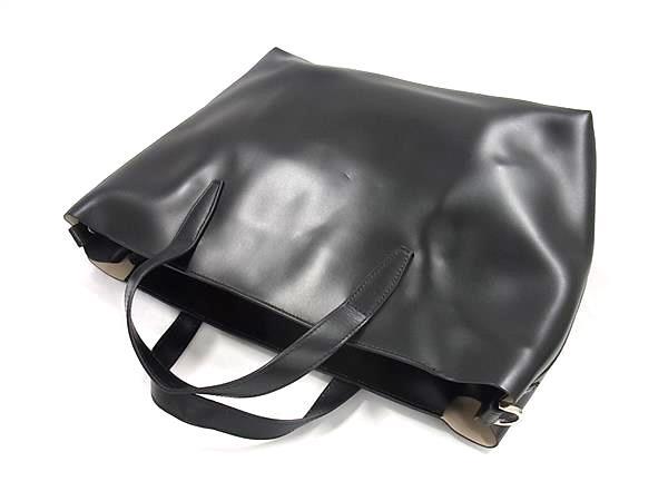 BARNEYS NEWYORK バーニーズ ニューヨーク ハンドバッグ 2WAY トートバッグ ブラック レザー ユニセックス シルバー金具 美品